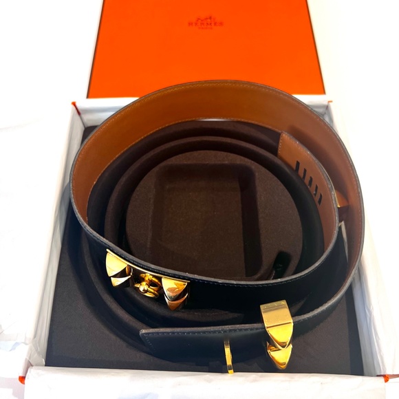 HERMES Collier de Chien Belt. Black leather main image 4